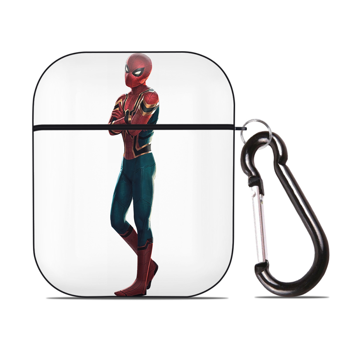 （画像用） Spider Man スパイダーマン AirPods 第2世代保護ケース ハードシェル ブラック 耐衝撃・防指紋・カラビナ付き