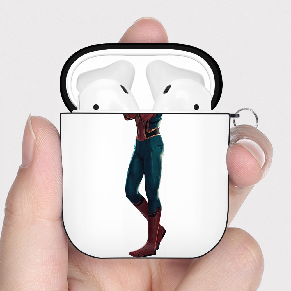 （画像用） Spider Man スパイダーマン AirPods 第2世代保護ケース ハードシェル ブラック 耐衝撃・防指紋・カラビナ付き