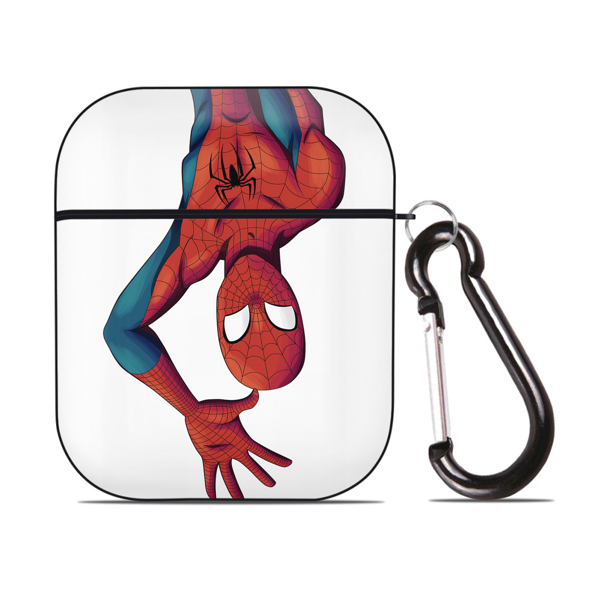 （画像用） Spider Man スパイダーマン AirPods 第2世代保護ケース ハードシェル ブラック 耐衝撃・防指紋・カラビナ付き