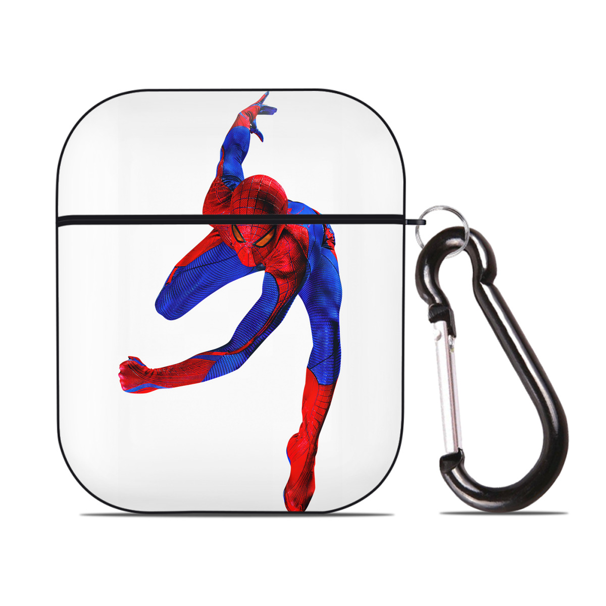 （画像用） Spider Man スパイダーマン AirPods 第2世代保護ケース ハードシェル ブラック 耐衝撃・防指紋・カラビナ付き