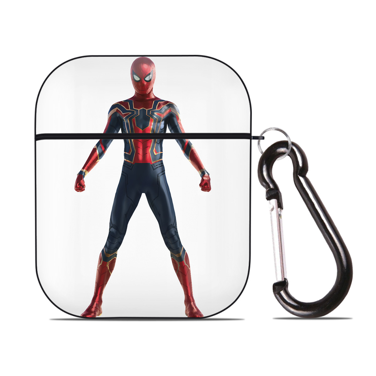 （画像用） Spider Man スパイダーマン AirPods 第2世代保護ケース ハードシェル ブラック 耐衝撃・防指紋・カラビナ付き