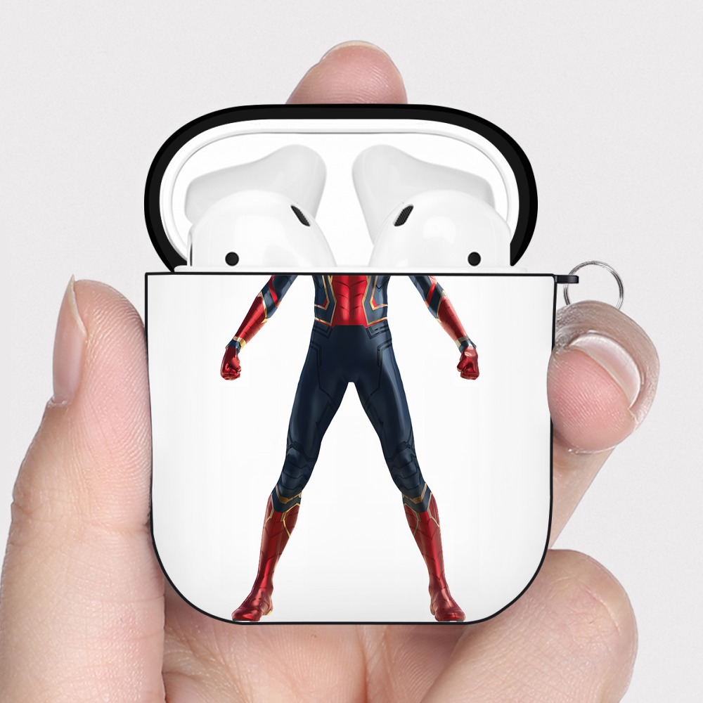 （画像用） Spider Man スパイダーマン AirPods 第2世代保護ケース ハードシェル ブラック 耐衝撃・防指紋・カラビナ付き