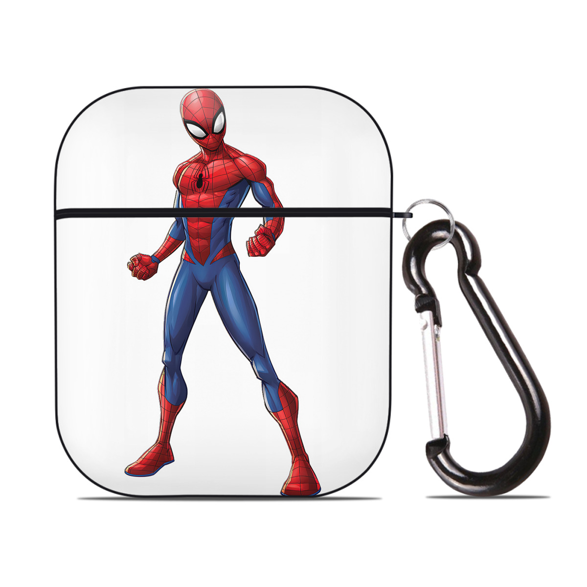 （画像用） Spider Man スパイダーマン AirPods 第2世代保護ケース ハードシェル ブラック 耐衝撃・防指紋・カラビナ付き