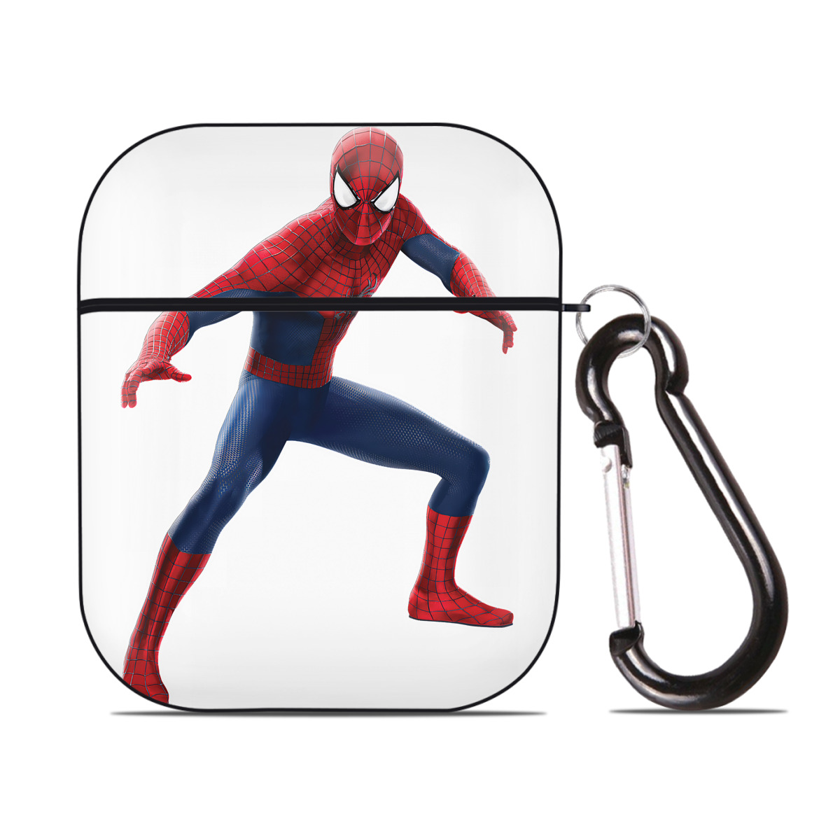 （画像用） Spider Man スパイダーマン AirPods 第2世代保護ケース ハードシェル ブラック 耐衝撃・防指紋・カラビナ付き
