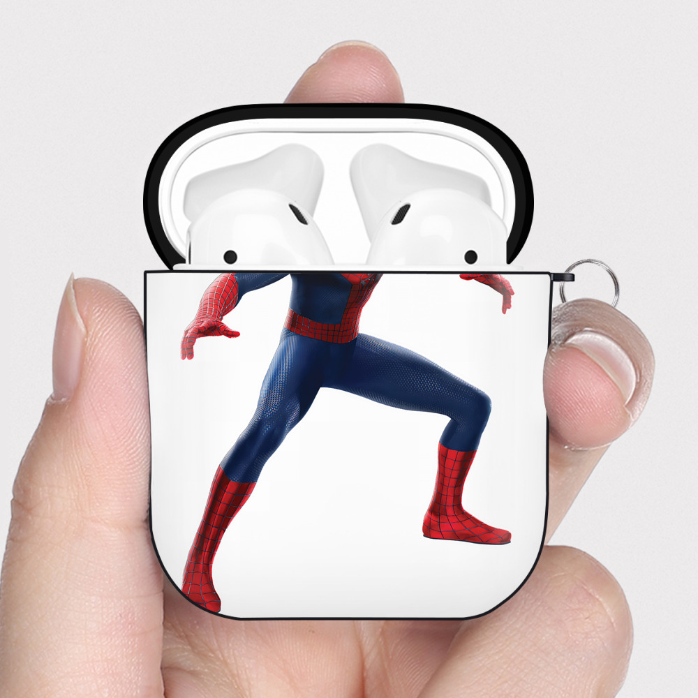 （画像用） Spider Man スパイダーマン AirPods 第2世代保護ケース ハードシェル ブラック 耐衝撃・防指紋・カラビナ付き