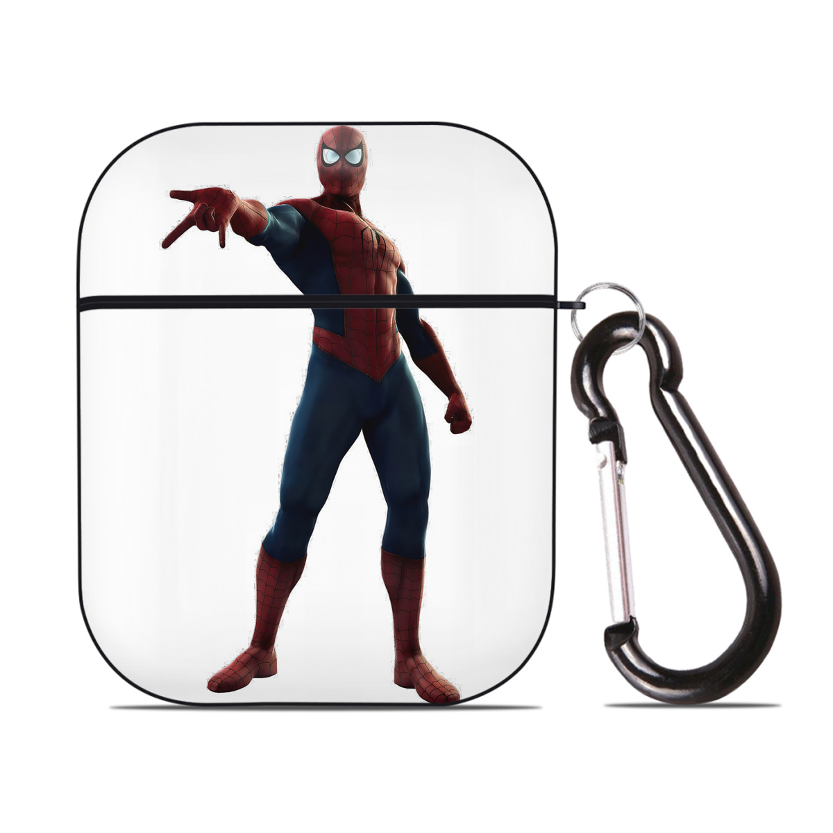 （画像用） Spider Man スパイダーマン AirPods 第2世代保護ケース ハードシェル ブラック 耐衝撃・防指紋・カラビナ付き