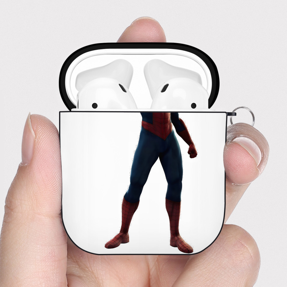（画像用） Spider Man スパイダーマン AirPods 第2世代保護ケース ハードシェル ブラック 耐衝撃・防指紋・カラビナ付き