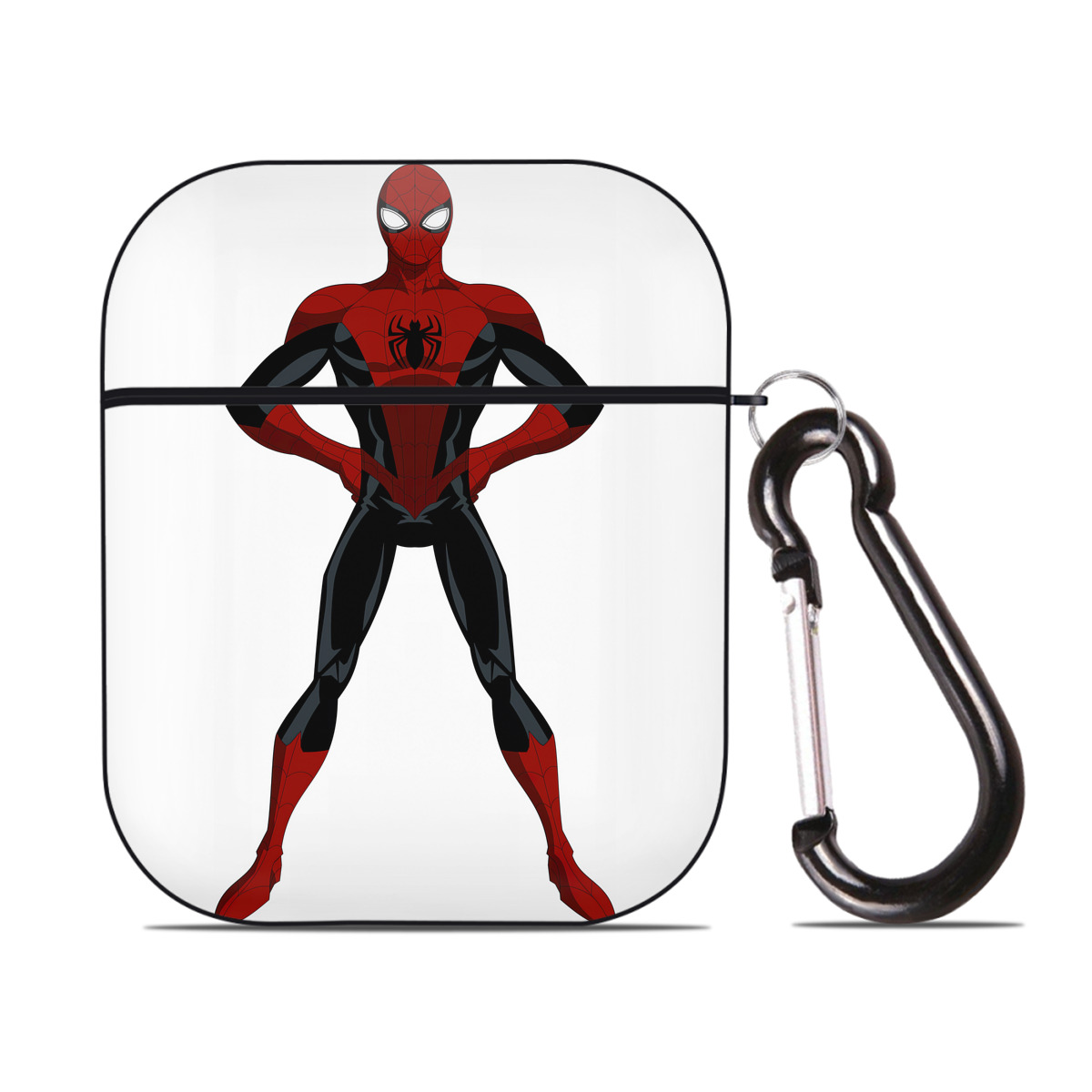 （画像用） Spider Man スパイダーマン AirPods 第2世代保護ケース ハードシェル ブラック 耐衝撃・防指紋・カラビナ付き