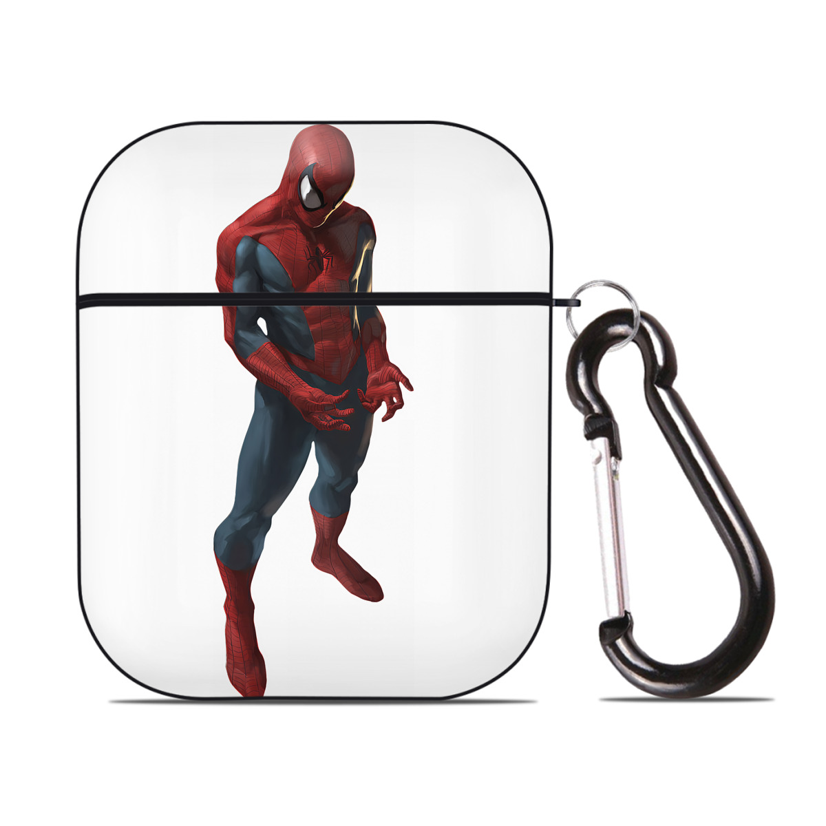 （画像用） Spider Man スパイダーマン AirPods 第2世代保護ケース ハードシェル ブラック 耐衝撃・防指紋・カラビナ付き