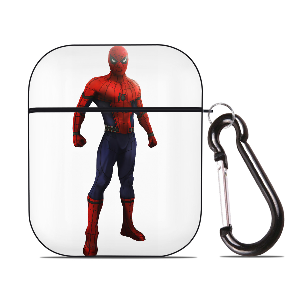 （画像用） Spider Man スパイダーマン AirPods 第2世代保護ケース ハードシェル ブラック 耐衝撃・防指紋・カラビナ付き
