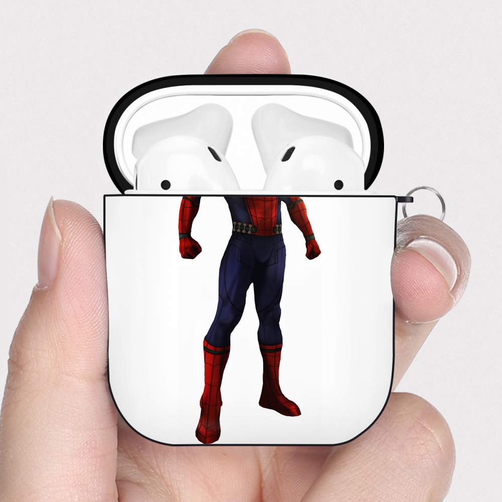 （画像用） Spider Man スパイダーマン AirPods 第2世代保護ケース ハードシェル ブラック 耐衝撃・防指紋・カラビナ付き
