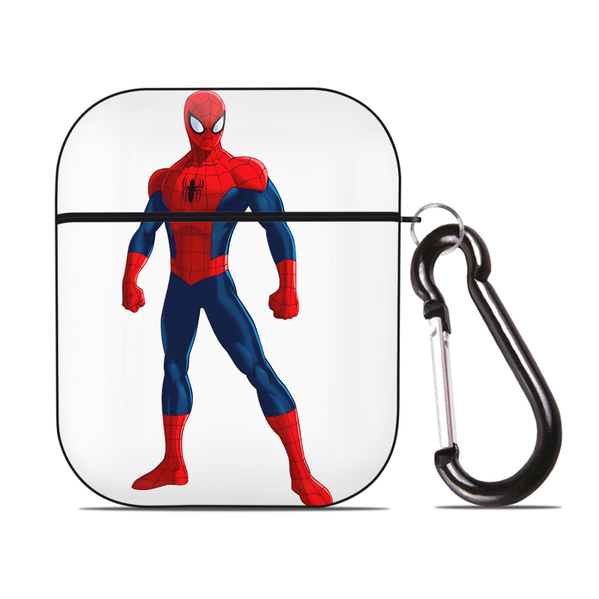（画像用） Spider Man スパイダーマン AirPods 第2世代保護ケース ハードシェル ブラック 耐衝撃・防指紋・カラビナ付き