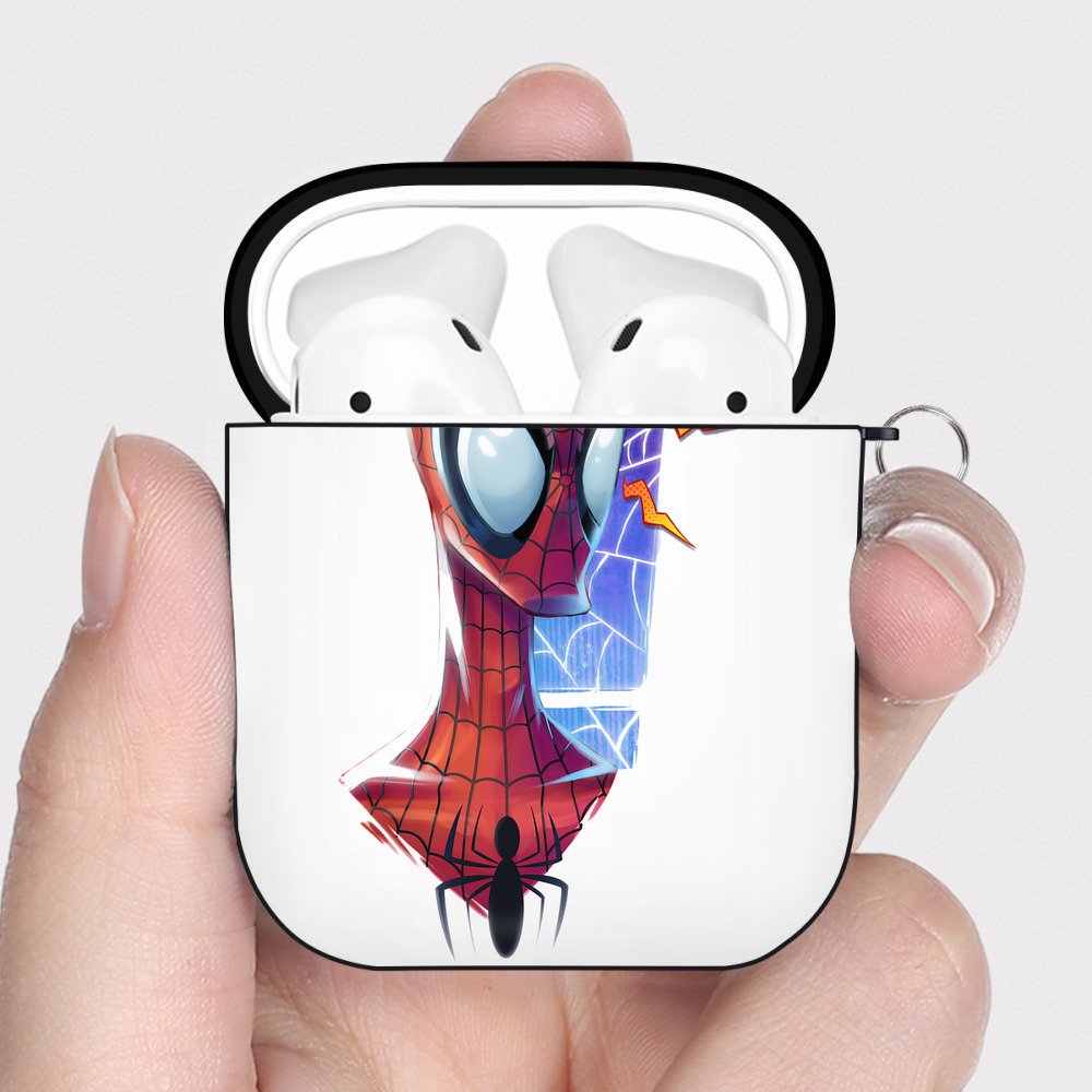 （画像用） Spider Man スパイダーマン AirPods 第2世代保護ケース ハードシェル ブラック 耐衝撃・防指紋・カラビナ付き