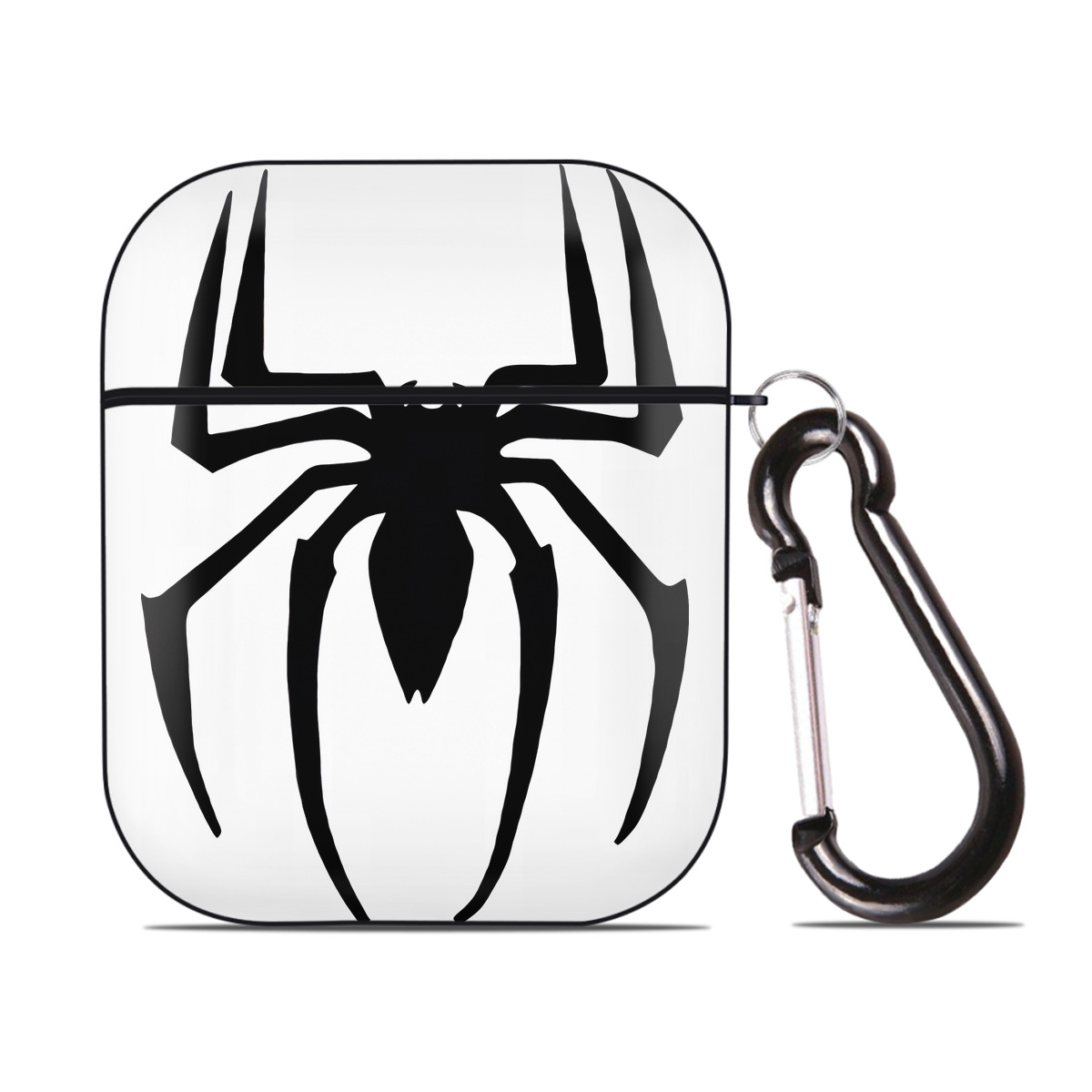 （画像用） Spider Man スパイダーマン AirPods 第2世代保護ケース ハードシェル ブラック 耐衝撃・防指紋・カラビナ付き