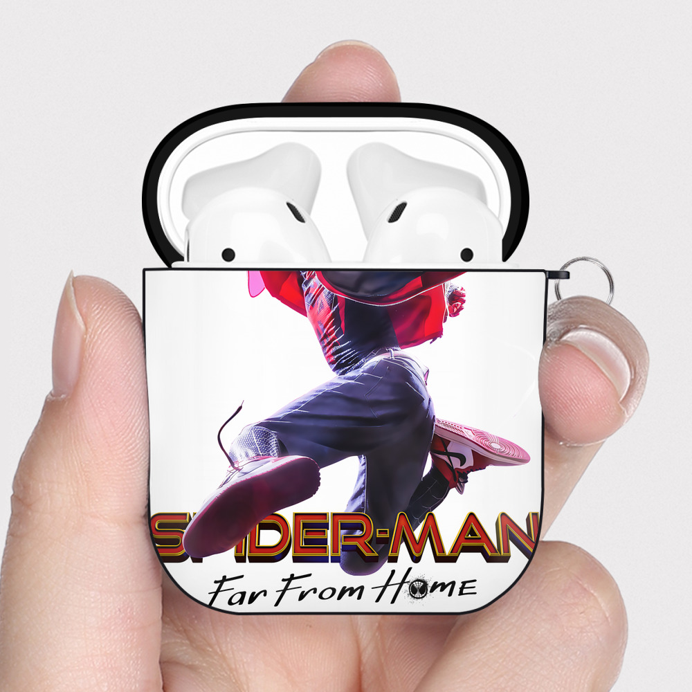 （画像用） Spider Man スパイダーマン AirPods 第2世代保護ケース ハードシェル ブラック 耐衝撃・防指紋・カラビナ付き