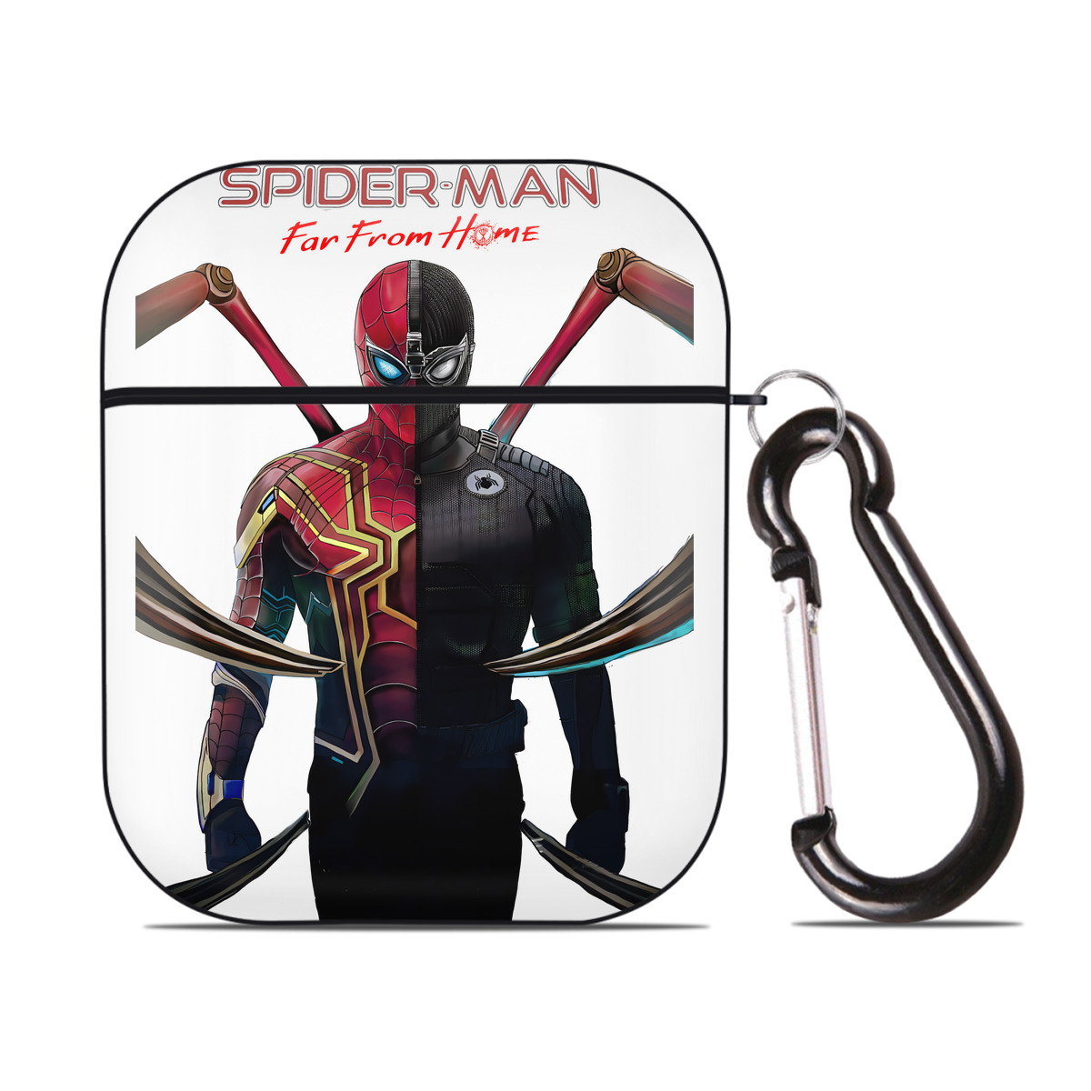 （画像用） Spider Man スパイダーマン AirPods 第2世代保護ケース ハードシェル ブラック 耐衝撃・防指紋・カラビナ付き