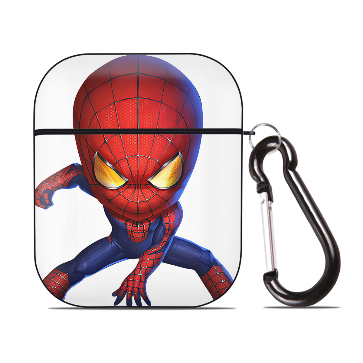 （画像用） Spider Man スパイダーマン AirPods 第2世代保護ケース ハードシェル ブラック 耐衝撃・防指紋・カラビナ付き