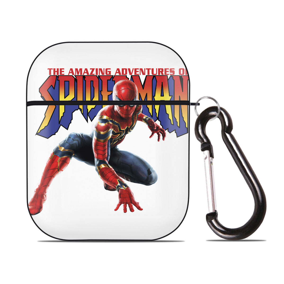（画像用） Spider Man スパイダーマン AirPods 第2世代保護ケース ハードシェル ブラック 耐衝撃・防指紋・カラビナ付き
