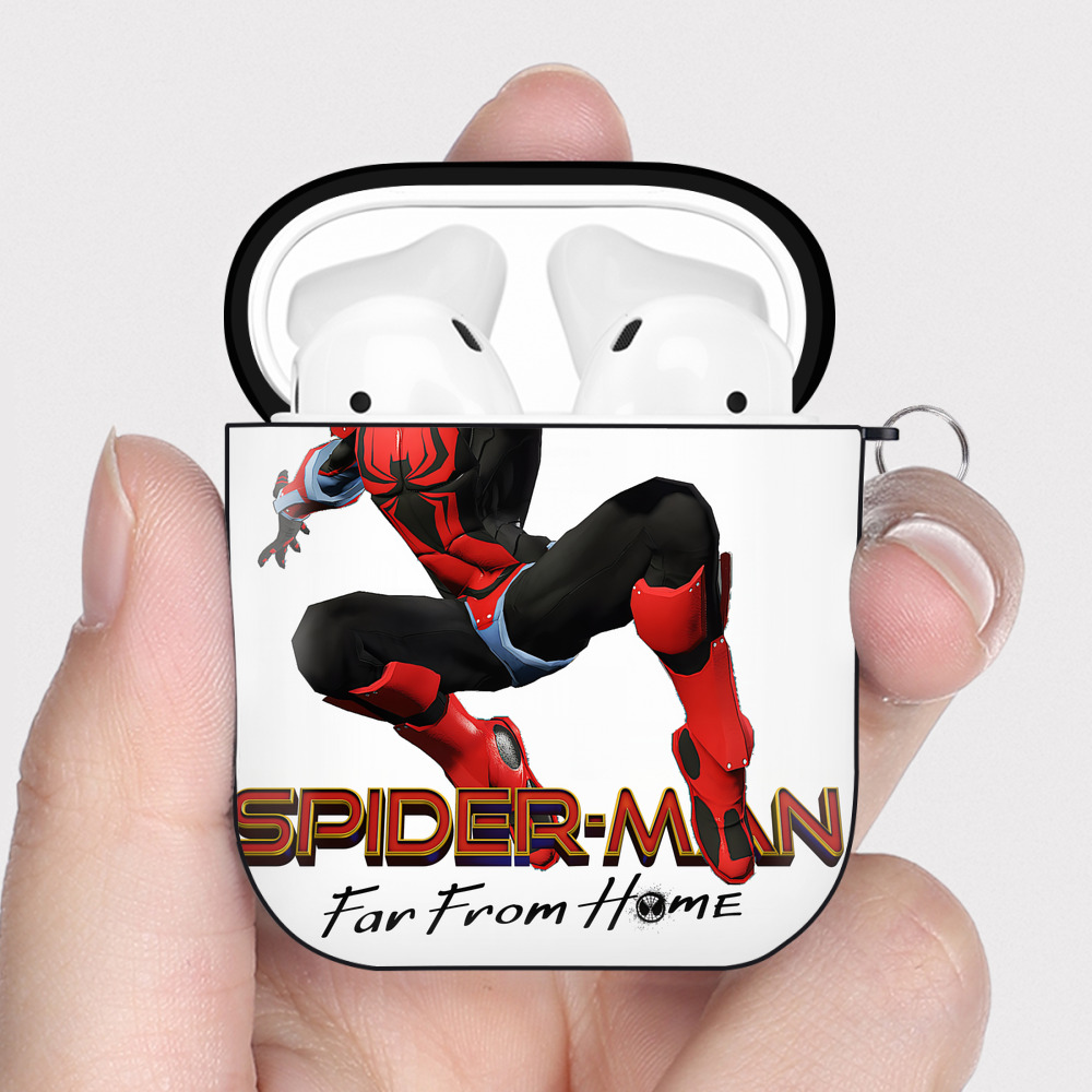 （画像用） Spider Man スパイダーマン AirPods 第2世代保護ケース ハードシェル ブラック 耐衝撃・防指紋・カラビナ付き