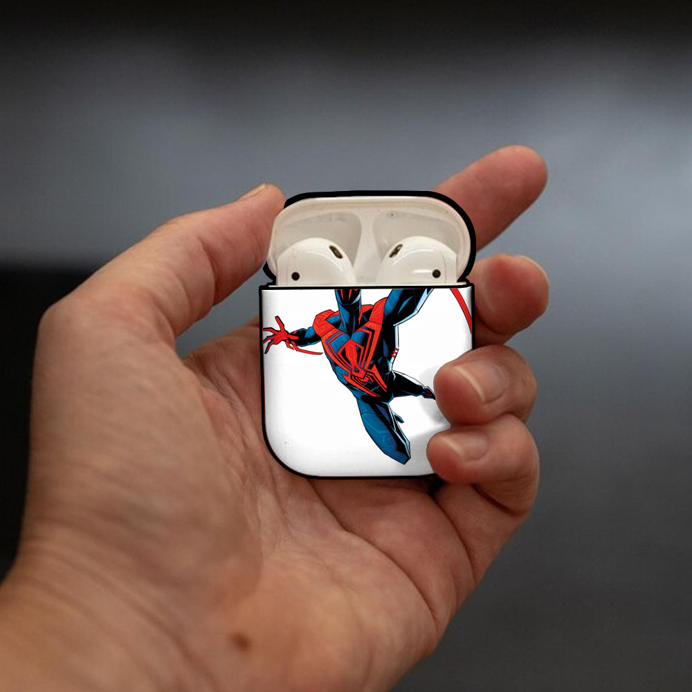 Spider Man スパイダーマン AirPods 第2世代保護ケース ハードシェル ブラック 耐衝撃・防指紋・カラビナ付き
