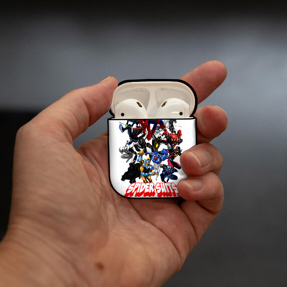 Spider Man スパイダーマン AirPods 第2世代保護ケース ハードシェル ブラック 耐衝撃・防指紋・カラビナ付き