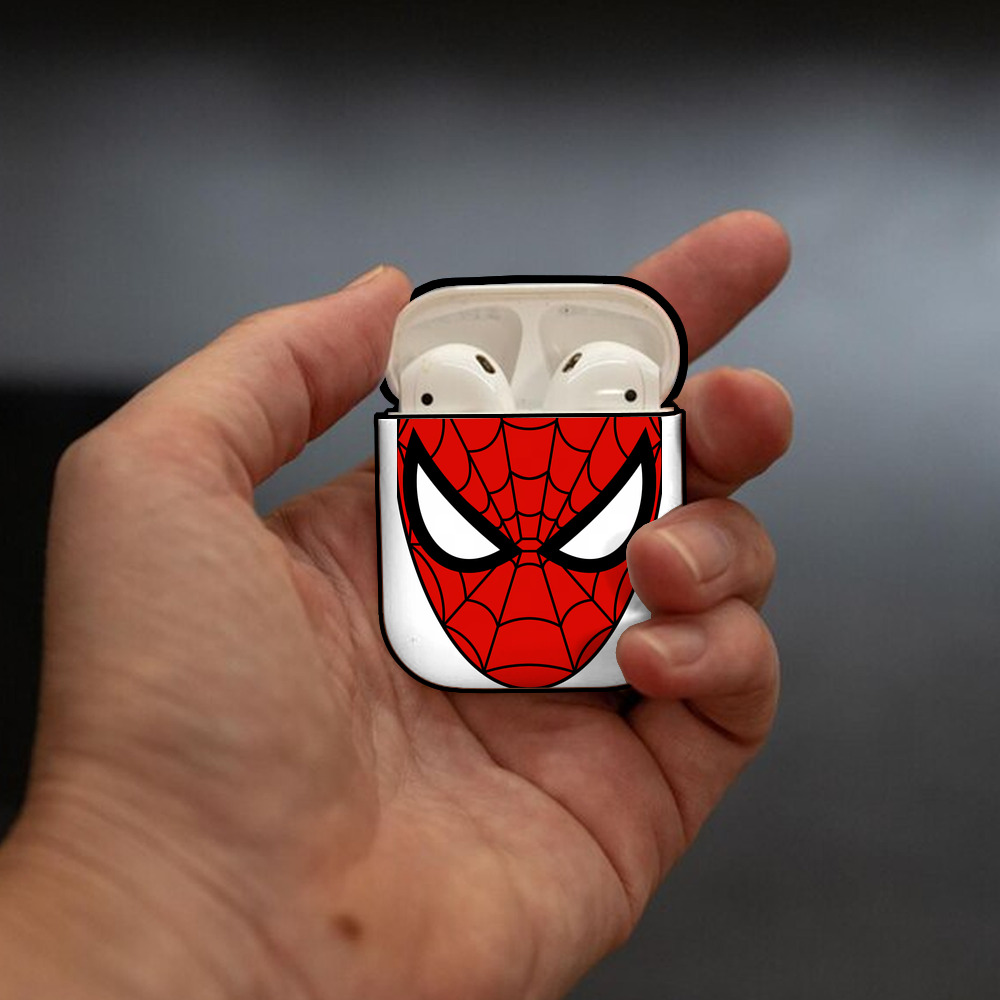Spider Man スパイダーマン AirPods 第2世代保護ケース ハードシェル ブラック 耐衝撃・防指紋・カラビナ付き
