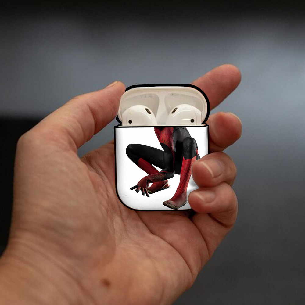 Spider Man スパイダーマン AirPods 第2世代保護ケース ハードシェル ブラック 耐衝撃・防指紋・カラビナ付き
