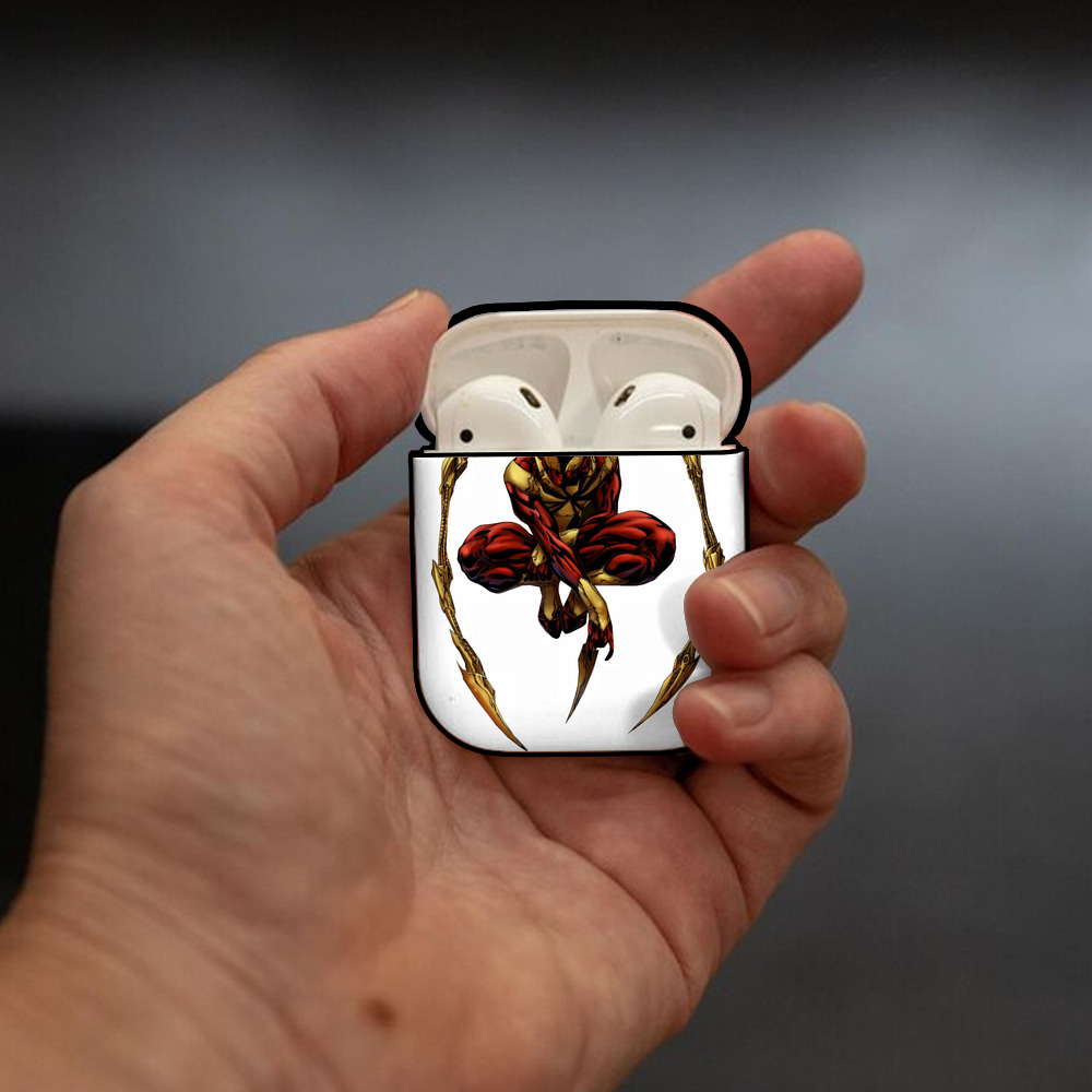 Spider Man スパイダーマン AirPods 第2世代保護ケース ハードシェル ブラック 耐衝撃・防指紋・カラビナ付き