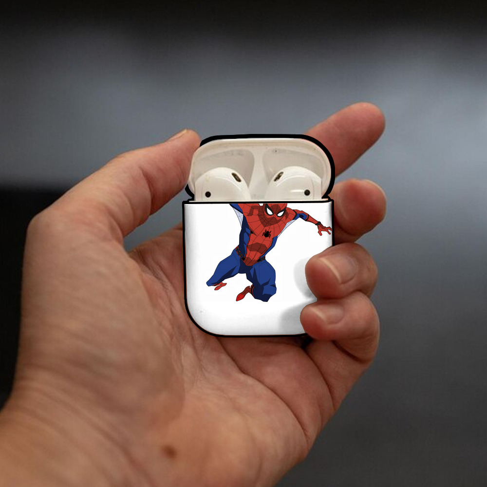 Spider Man スパイダーマン AirPods 第2世代保護ケース ハードシェル ブラック 耐衝撃・防指紋・カラビナ付き