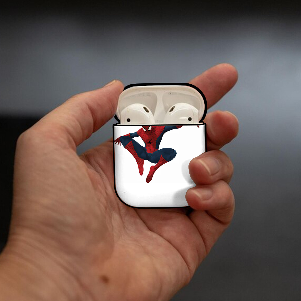 Spider Man スパイダーマン AirPods 第2世代保護ケース ハードシェル ブラック 耐衝撃・防指紋・カラビナ付き