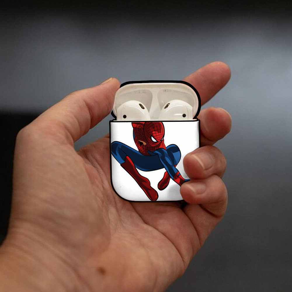 Spider Man スパイダーマン AirPods 第2世代保護ケース ハードシェル ブラック 耐衝撃・防指紋・カラビナ付き