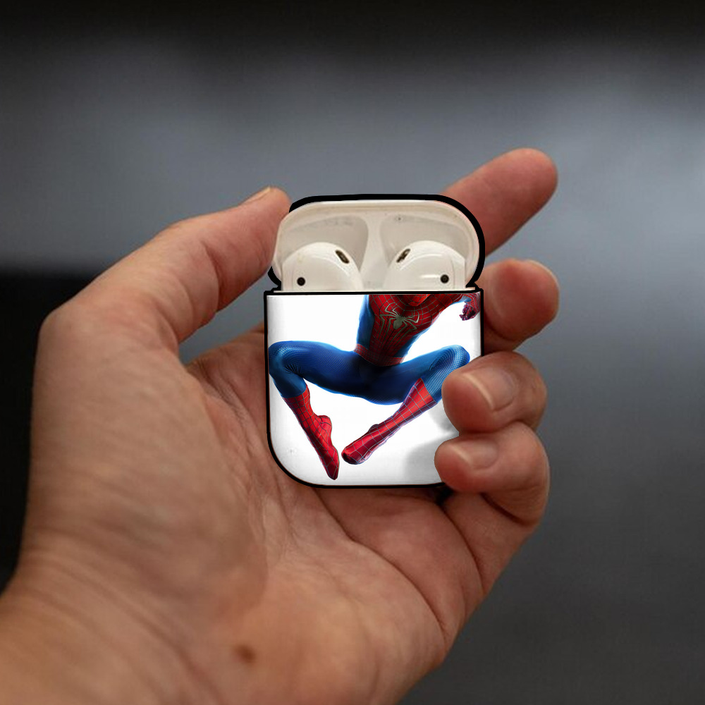Spider Man スパイダーマン AirPods 第2世代保護ケース ハードシェル ブラック 耐衝撃・防指紋・カラビナ付き