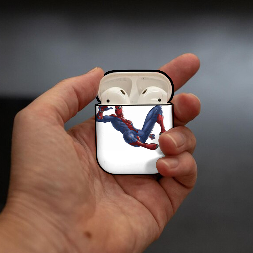 Spider Man スパイダーマン AirPods 第2世代保護ケース ハードシェル ブラック 耐衝撃・防指紋・カラビナ付き