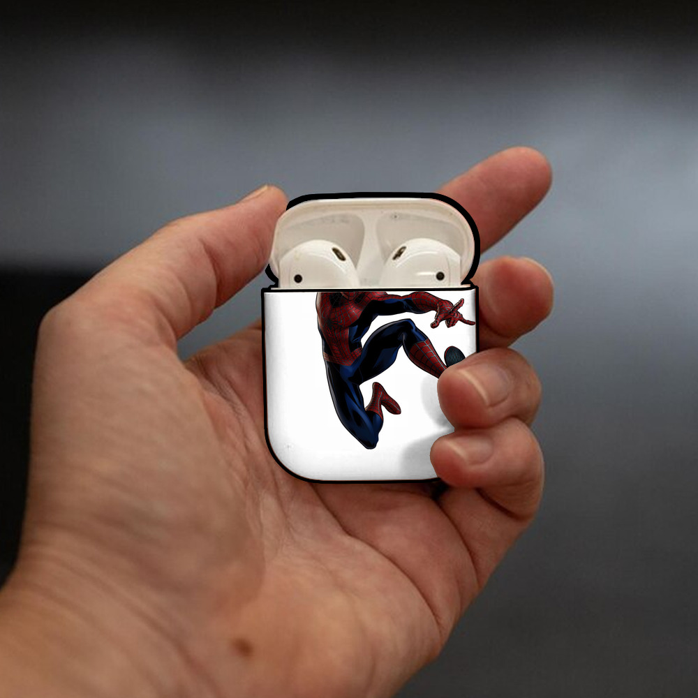 Spider Man スパイダーマン AirPods 第2世代保護ケース ハードシェル ブラック 耐衝撃・防指紋・カラビナ付き