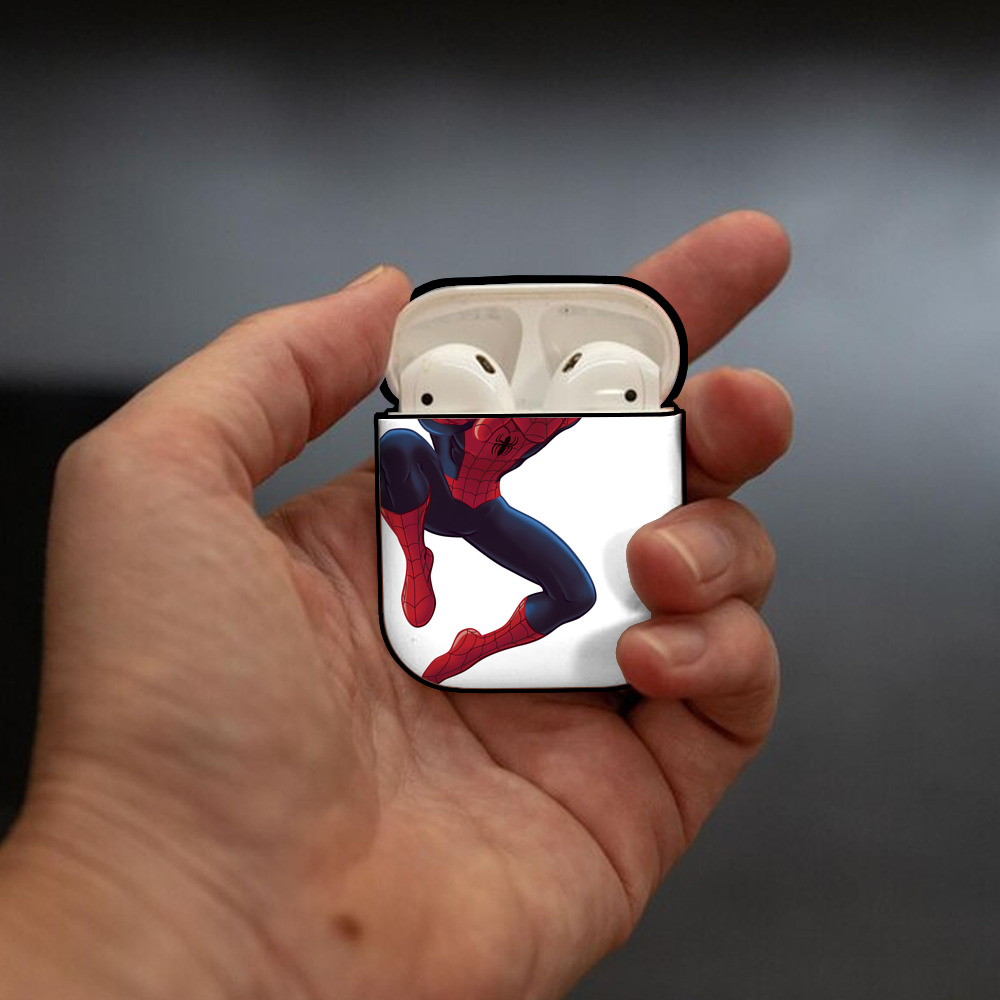 Spider Man スパイダーマン AirPods 第2世代保護ケース ハードシェル ブラック 耐衝撃・防指紋・カラビナ付き