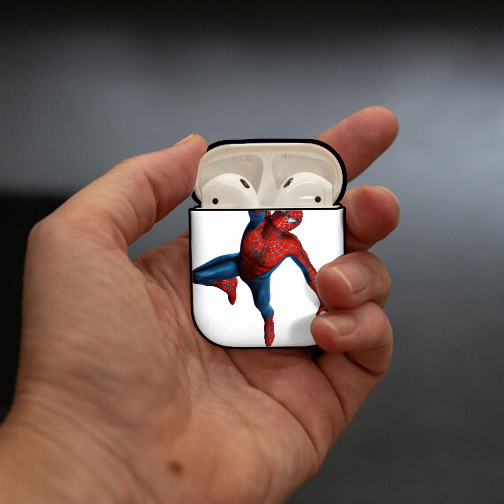 Spider Man スパイダーマン AirPods 第2世代保護ケース ハードシェル ブラック 耐衝撃・防指紋・カラビナ付き
