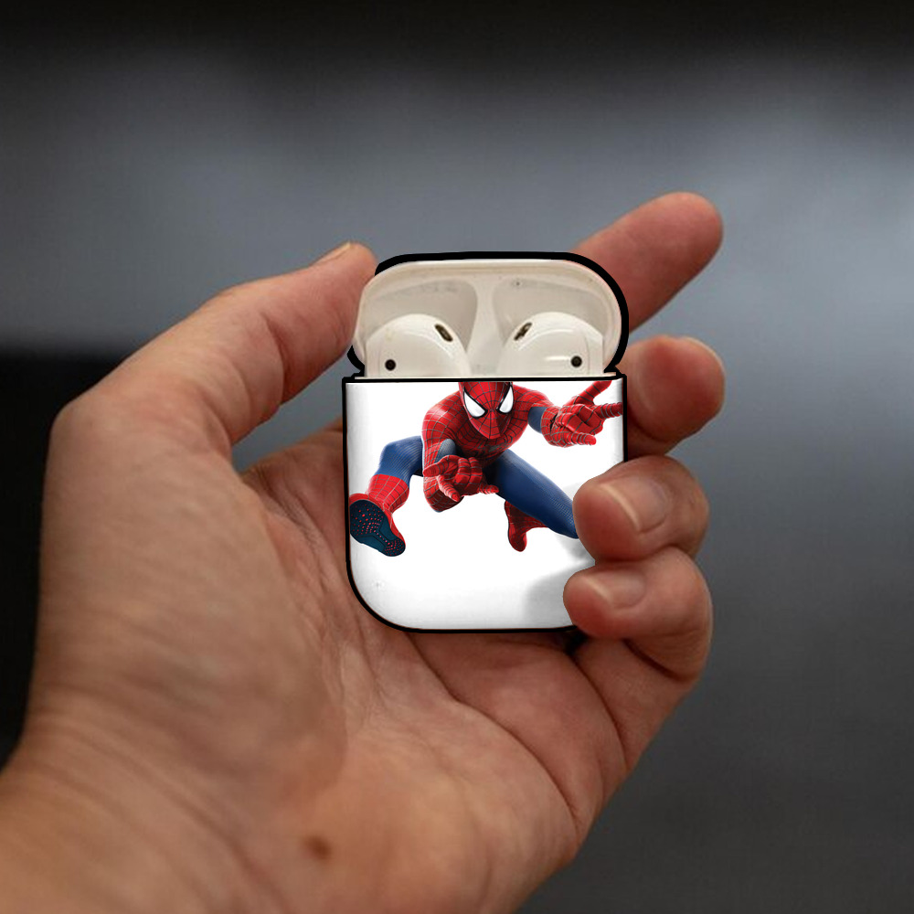 Spider Man スパイダーマン AirPods 第2世代保護ケース ハードシェル ブラック 耐衝撃・防指紋・カラビナ付き