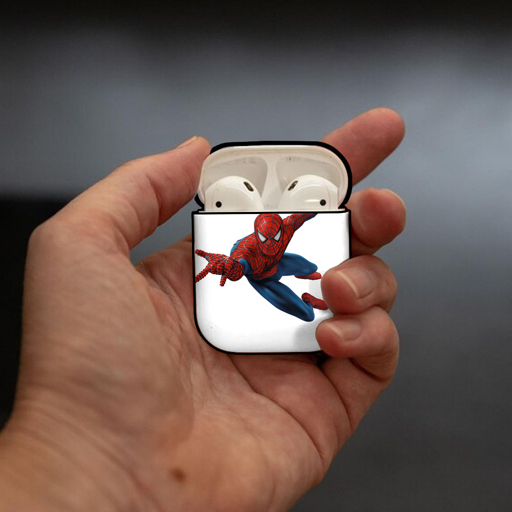 Spider Man スパイダーマン AirPods 第2世代保護ケース ハードシェル ブラック 耐衝撃・防指紋・カラビナ付き