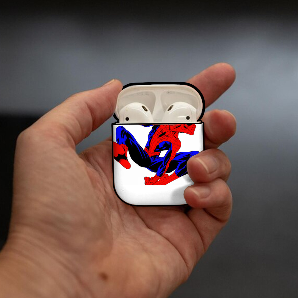Spider Man スパイダーマン AirPods 第2世代保護ケース ハードシェル ブラック 耐衝撃・防指紋・カラビナ付き