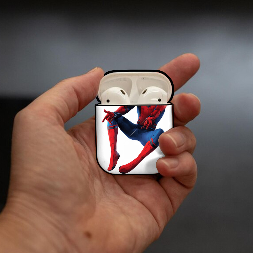 Spider Man スパイダーマン AirPods 第2世代保護ケース ハードシェル ブラック 耐衝撃・防指紋・カラビナ付き