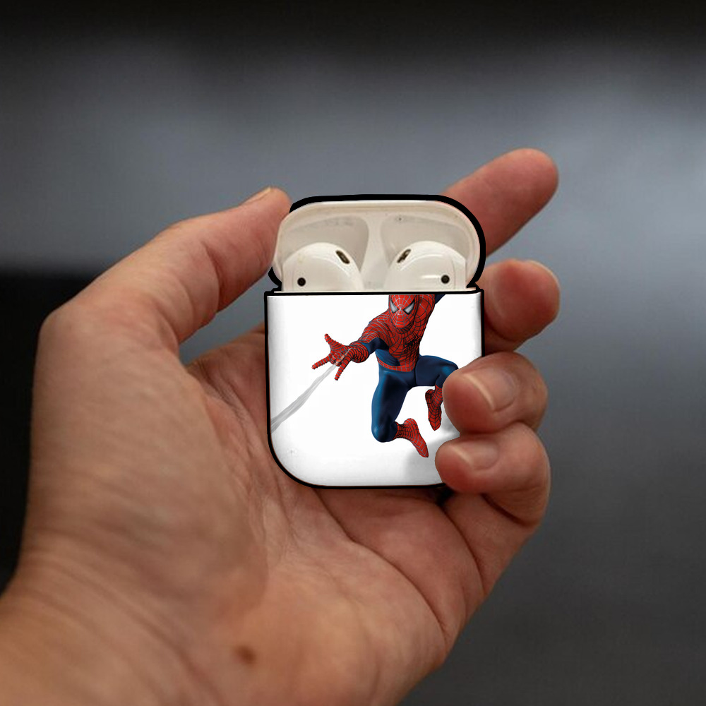 Spider Man スパイダーマン AirPods 第2世代保護ケース ハードシェル ブラック 耐衝撃・防指紋・カラビナ付き