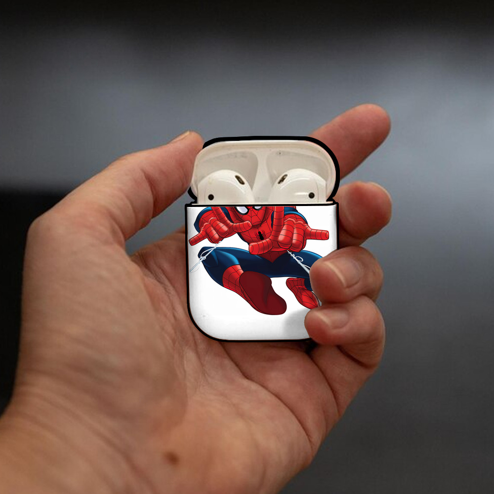 Spider Man スパイダーマン AirPods 第2世代保護ケース ハードシェル ブラック 耐衝撃・防指紋・カラビナ付き