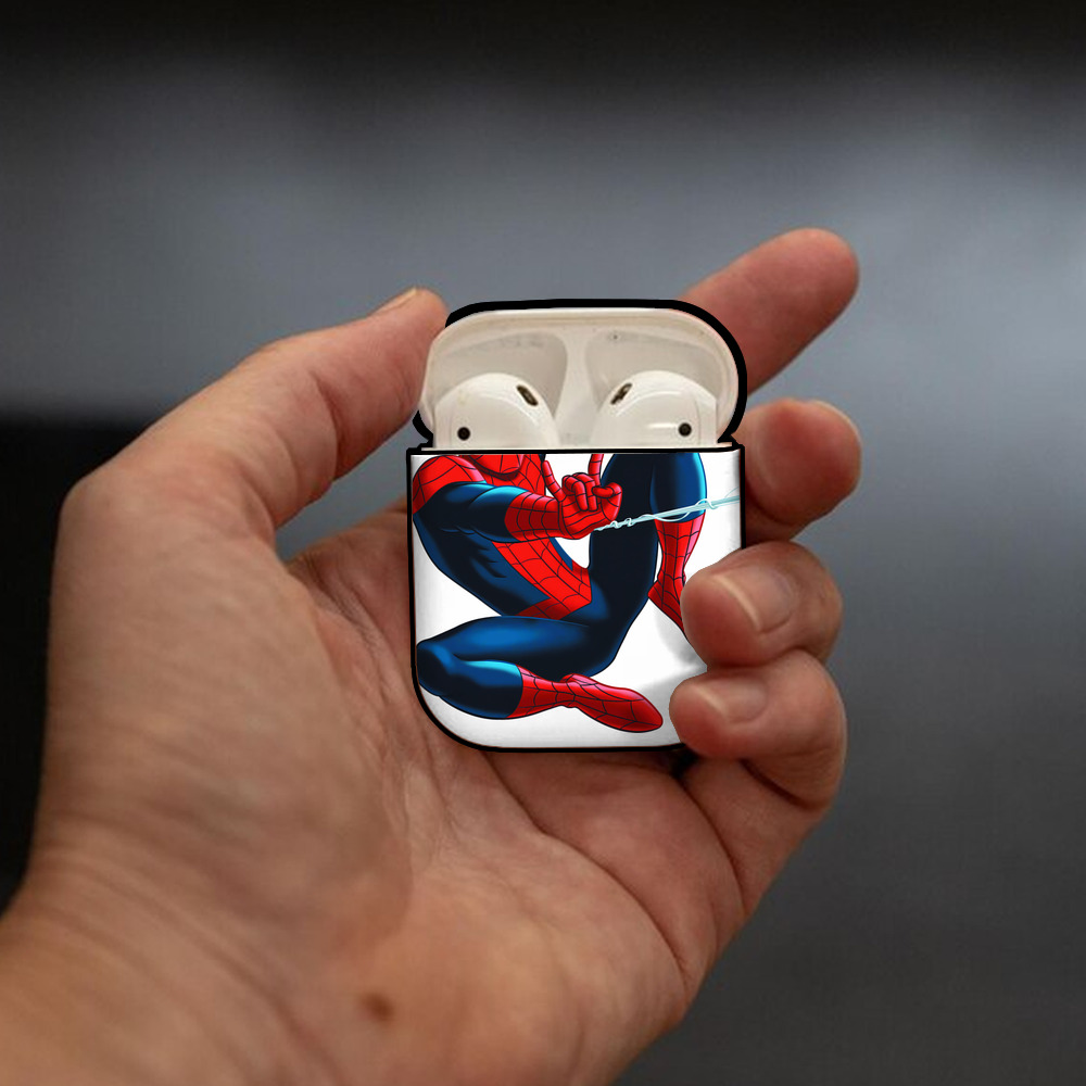 Spider Man スパイダーマン AirPods 第2世代保護ケース ハードシェル ブラック 耐衝撃・防指紋・カラビナ付き