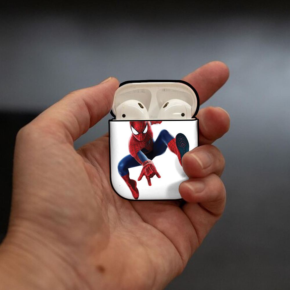 Spider Man スパイダーマン AirPods 第2世代保護ケース ハードシェル ブラック 耐衝撃・防指紋・カラビナ付き