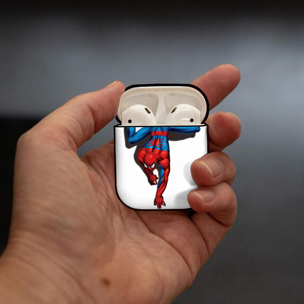 Spider Man スパイダーマン AirPods 第2世代保護ケース ハードシェル ブラック 耐衝撃・防指紋・カラビナ付き