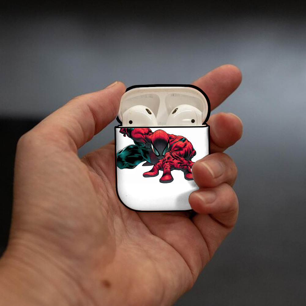 Spider Man スパイダーマン AirPods 第2世代保護ケース ハードシェル ブラック 耐衝撃・防指紋・カラビナ付き