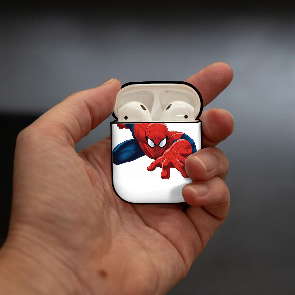 Spider Man スパイダーマン AirPods 第2世代保護ケース ハードシェル ブラック 耐衝撃・防指紋・カラビナ付き