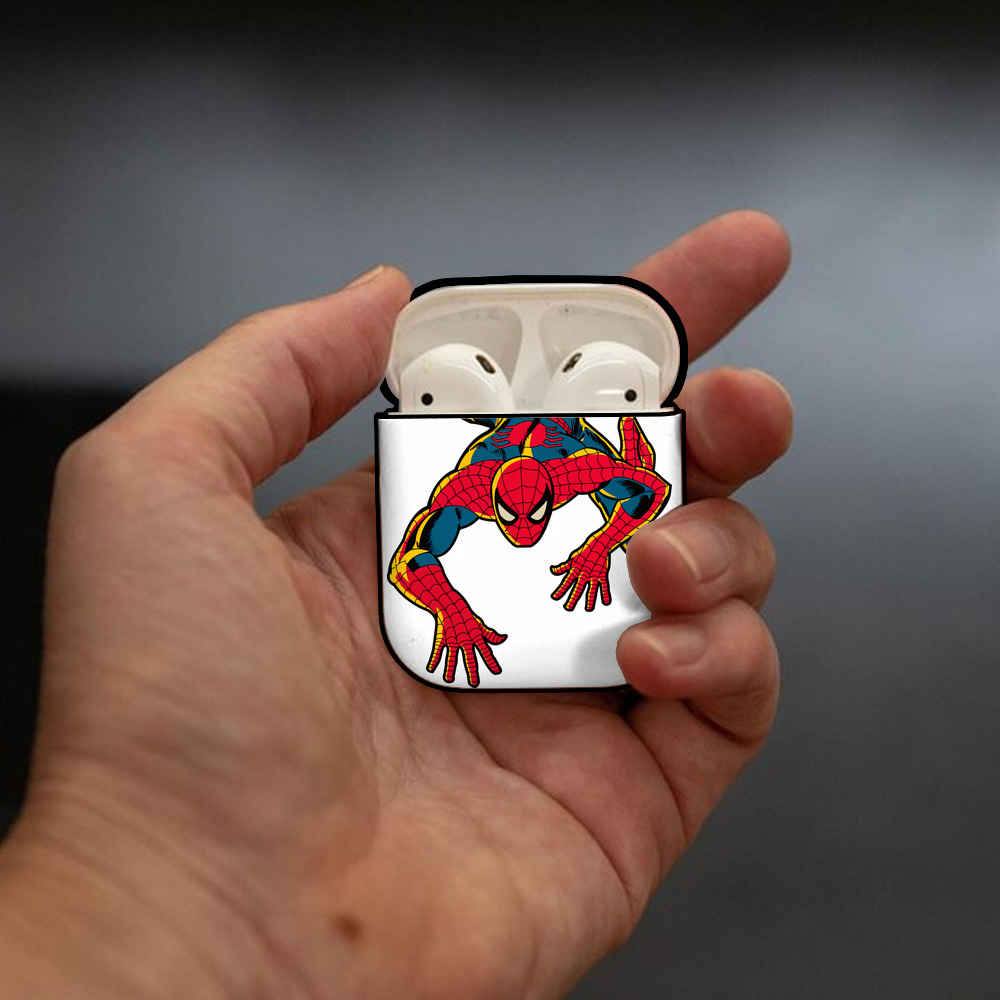 Spider Man スパイダーマン AirPods 第2世代保護ケース ハードシェル ブラック 耐衝撃・防指紋・カラビナ付き
