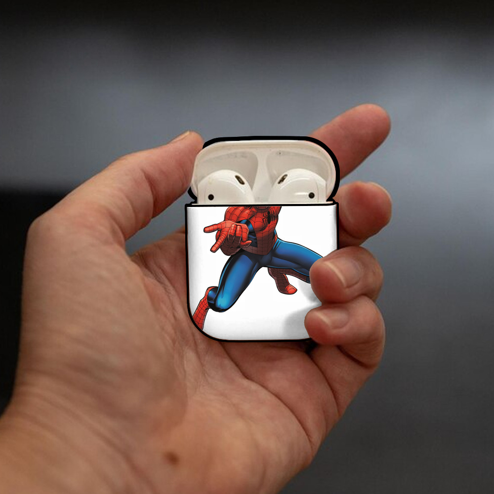 Spider Man スパイダーマン AirPods 第2世代保護ケース ハードシェル ブラック 耐衝撃・防指紋・カラビナ付き