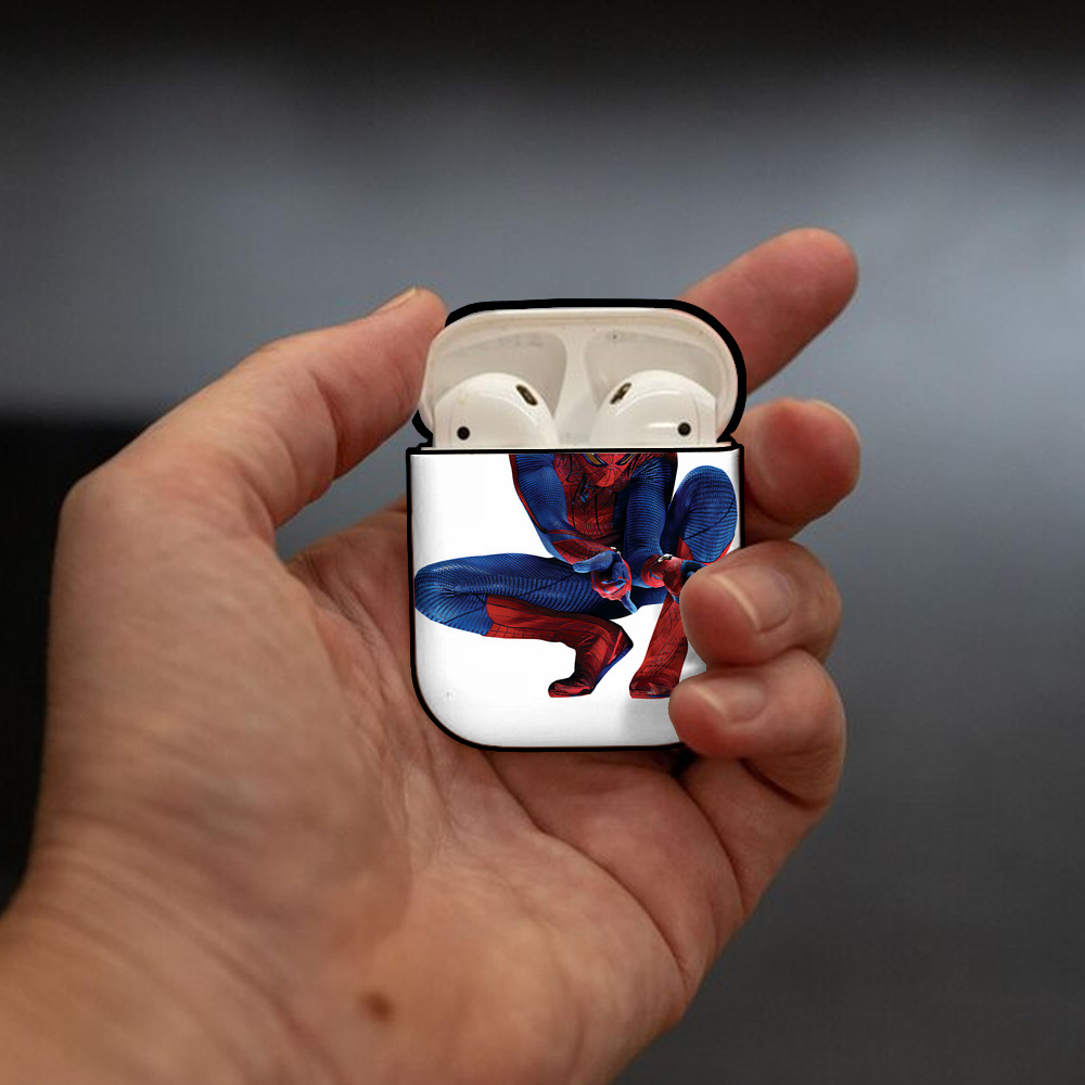 Spider Man スパイダーマン AirPods 第2世代保護ケース ハードシェル ブラック 耐衝撃・防指紋・カラビナ付き